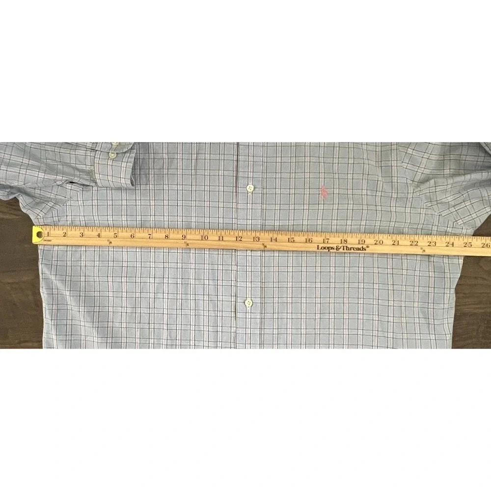Ralph Lauren Classic Fit‎ Blue Pink Plaid Check Button Down Shirt 17 32-33 XL L